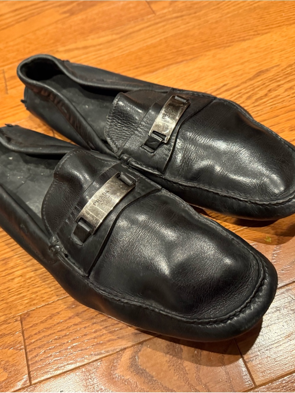 Prada Black Leather Bit Loafers